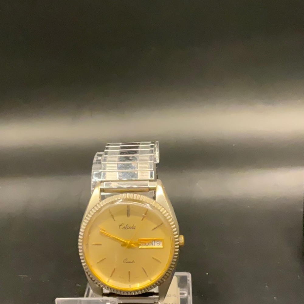 Vintage Calinda Watch, Stainless Band, Wearable Condition